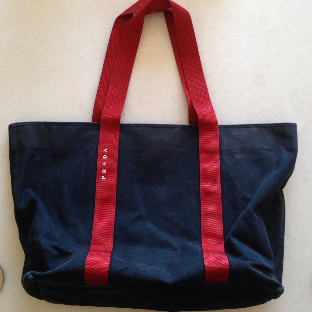 Prada Sport Blue Canvas Tote Bag with Authenticity